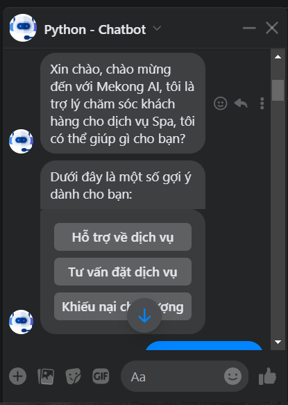 MekongAI Chatbot cho Facebook Messenger